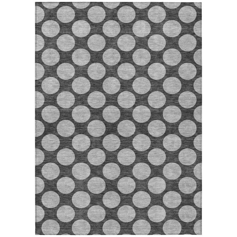 Machine Washable Indoor/ Outdoor Polka Dots Chantille Rug