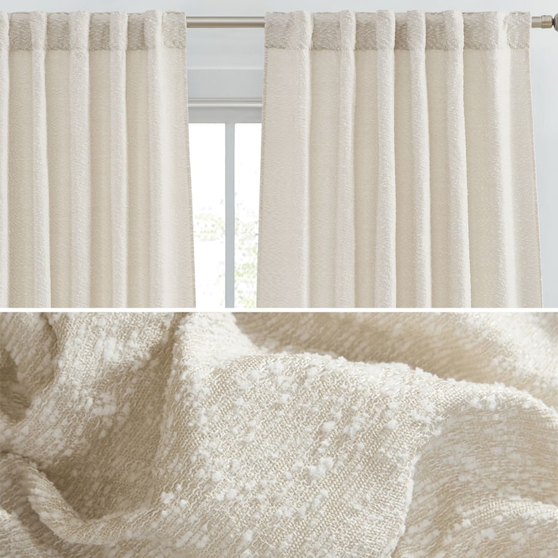 HLC.ME Easton Jacquard Slub Texture - Privacy Curtains with Back Tab Rod Pocket Lightweight Window Curtains Panels, Set of 2