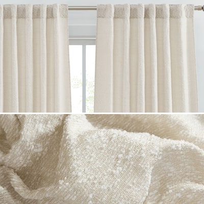 HLC.ME Easton Jacquard Slub Texture - Privacy Curtains with Back Tab Rod Pocket Lightweight Window Curtains Panels, Set of 2