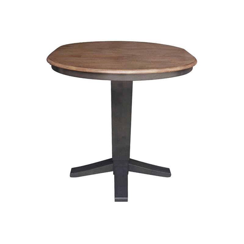 36 in Round Top Pedestal Counter Height Dining Table with 12 in Leaf