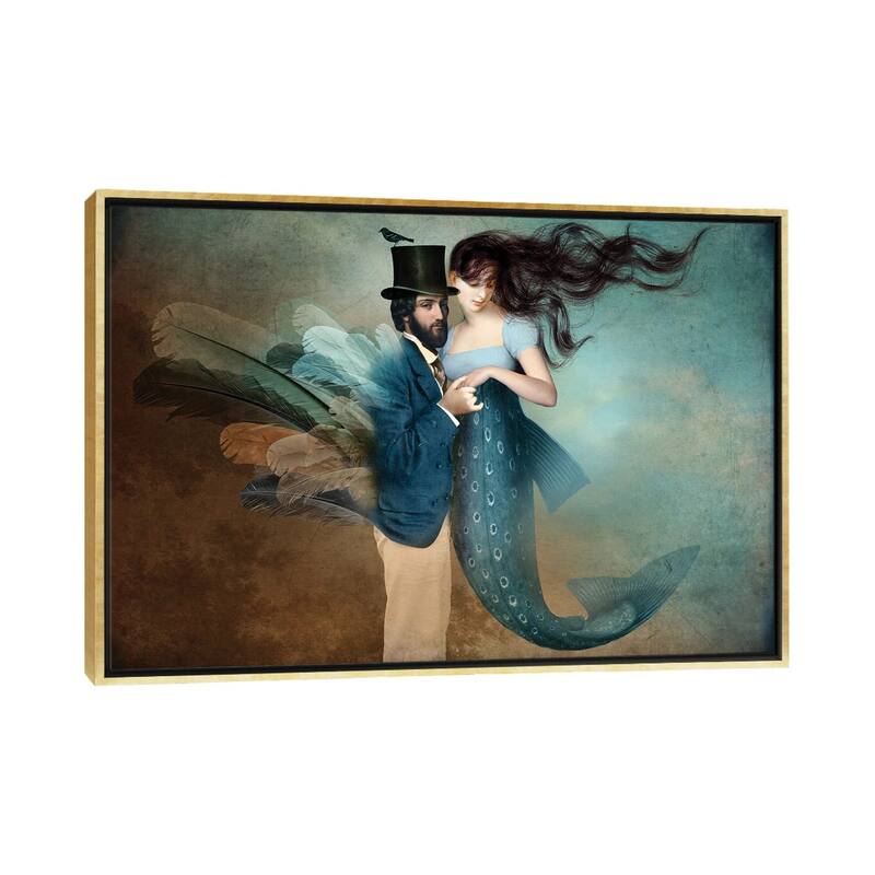 iCanvas "A Mermaids Love" by Catrin Welz-Stein Framed Canvas Print - Gold - 32x48
