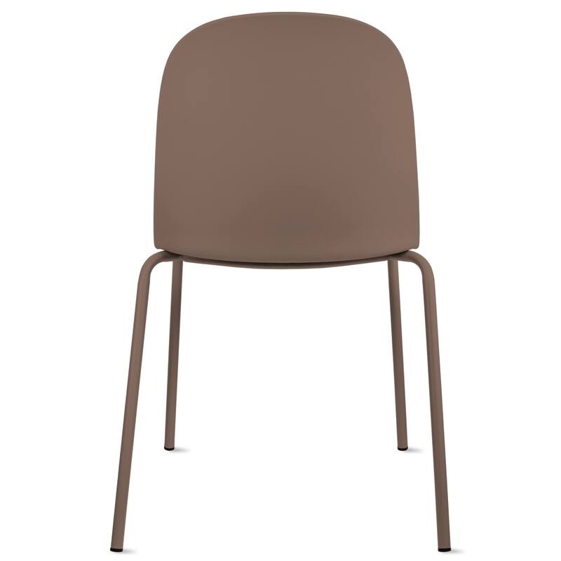 Set of 4 Modern Dining Side Chairs, Armless Molded Plastic Shell Seat with Metal Legs, Stackable Contemporary Chairs