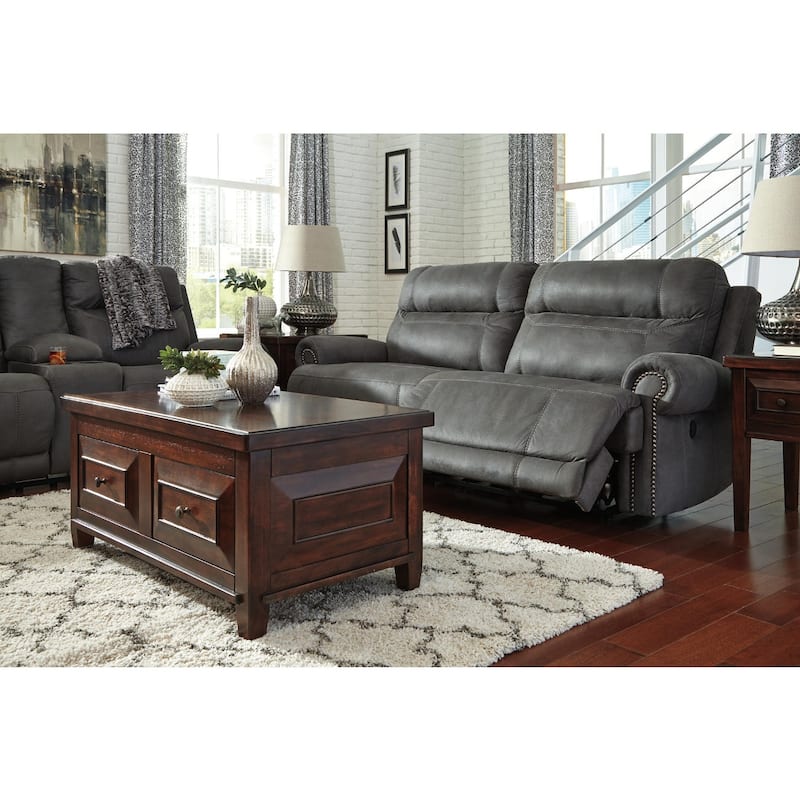 Signature Design by Ashley Austere Gray 2-Seat Reclining Sofa