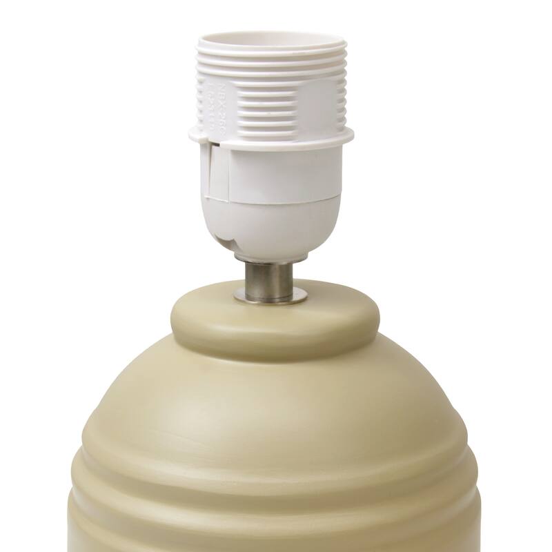 Ceramic Mini Jar Table Lamp with Fabric Drum Shade for Bedroom, Living Room - 6 x 6 x 13 in. (L x W x H)