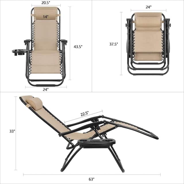 Homall Set of 2 Adjustable Steel Mesh Zero Gravity Lounge Chair