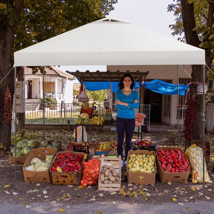 10 x 10 Feet Foldable Outdoor Instant Pop-up Canopy with Carry Bag - 10 x 10 x 6.3-9.4 ft