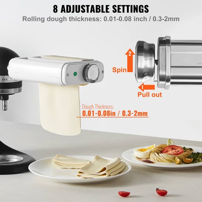 Pasta Attachment for KitchenAid Stand Mixer, Stainless Steel Pasta Roller Cutter Set Including Pasta Sheet Roller