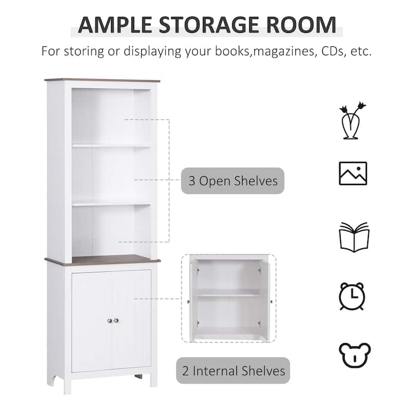 HOMCOM 69'' Freestanding Storage Cabinet, Bathroom Linen Tower, Kitchen Cupboard, Buffet Cabinet, Bookcase with Double Door
