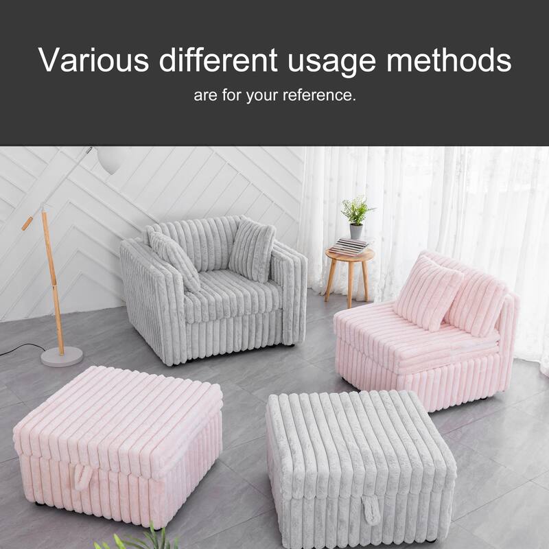 44.9" Modular Sofa Single - Light Gray, Metal, Comfortable & Functional