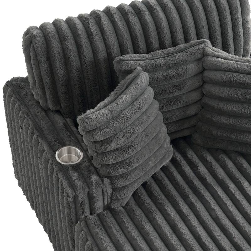 41.7" W Upholstered Plush Corduroy Chaise Lounge with Pillows