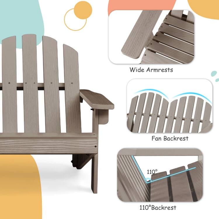 2-Person Outdoor Adirondack Chair with Slatted Seat - 22"x 20" x 35.5"