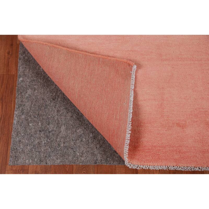 Hand Knotted Oriental 100% Wool Carpet Modern Solid Coral Gabbeh Area Rug - 9' 1'' X 6' 3''