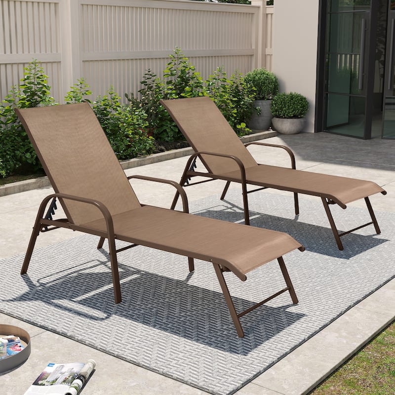 Crestlive Products Outdoor Aluminum Chaise Lounge Chair with Adjustable Backrest