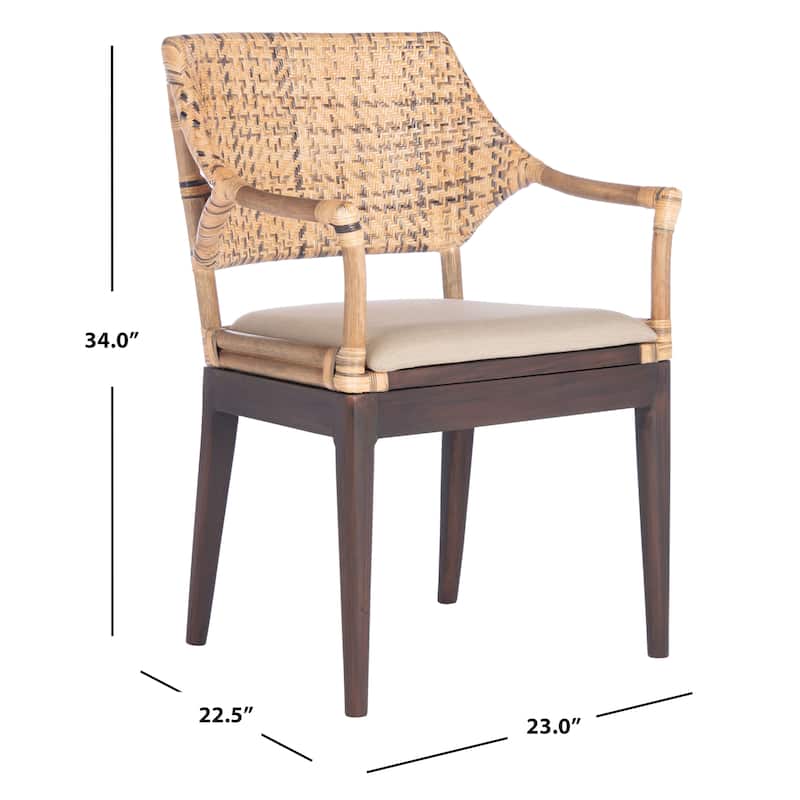 SAFAVIEH Saveta Honey Arm Chair - 23" x 22.5" x 34" - 23Wx23Dx34H
