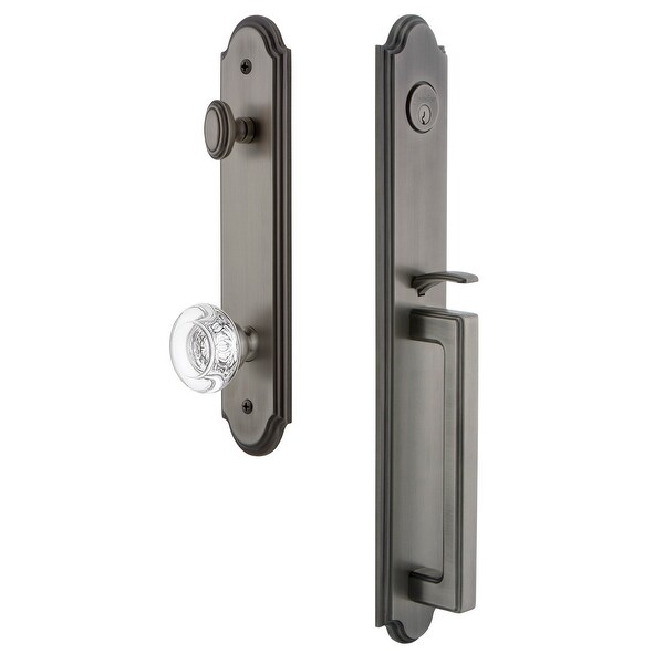 Grandeur ARCDGRBOR_ESET_238 Arc Solid Brass Rose Keyed Entry Single Cylinder Full Plate "D" Grip Handleset with Bordeaux