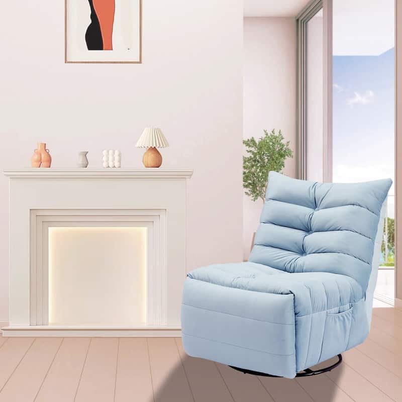 29.1" velvet off-white lazy lift sofa chair with arm pockets