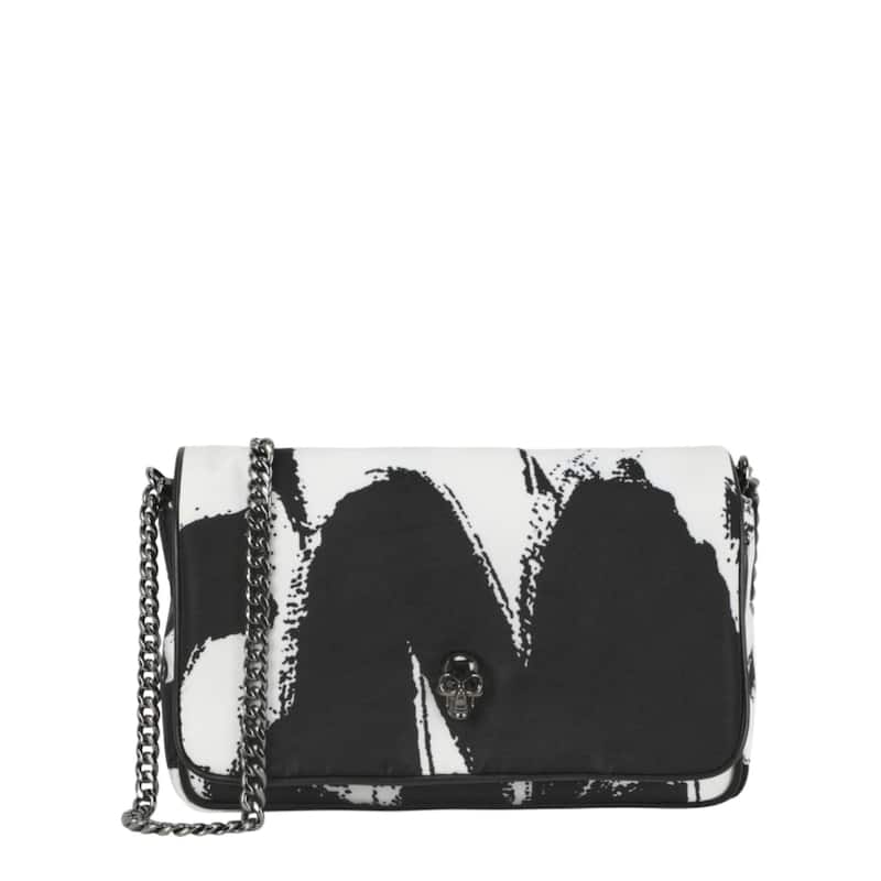 Alexander McQueen Small Graffiti Skull Shoulder Bag - Black White