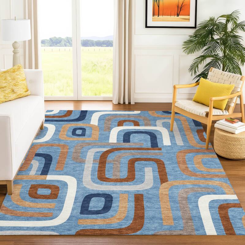 Machine Washable Indoor/ Outdoor Modern Penner Chantille Rug
