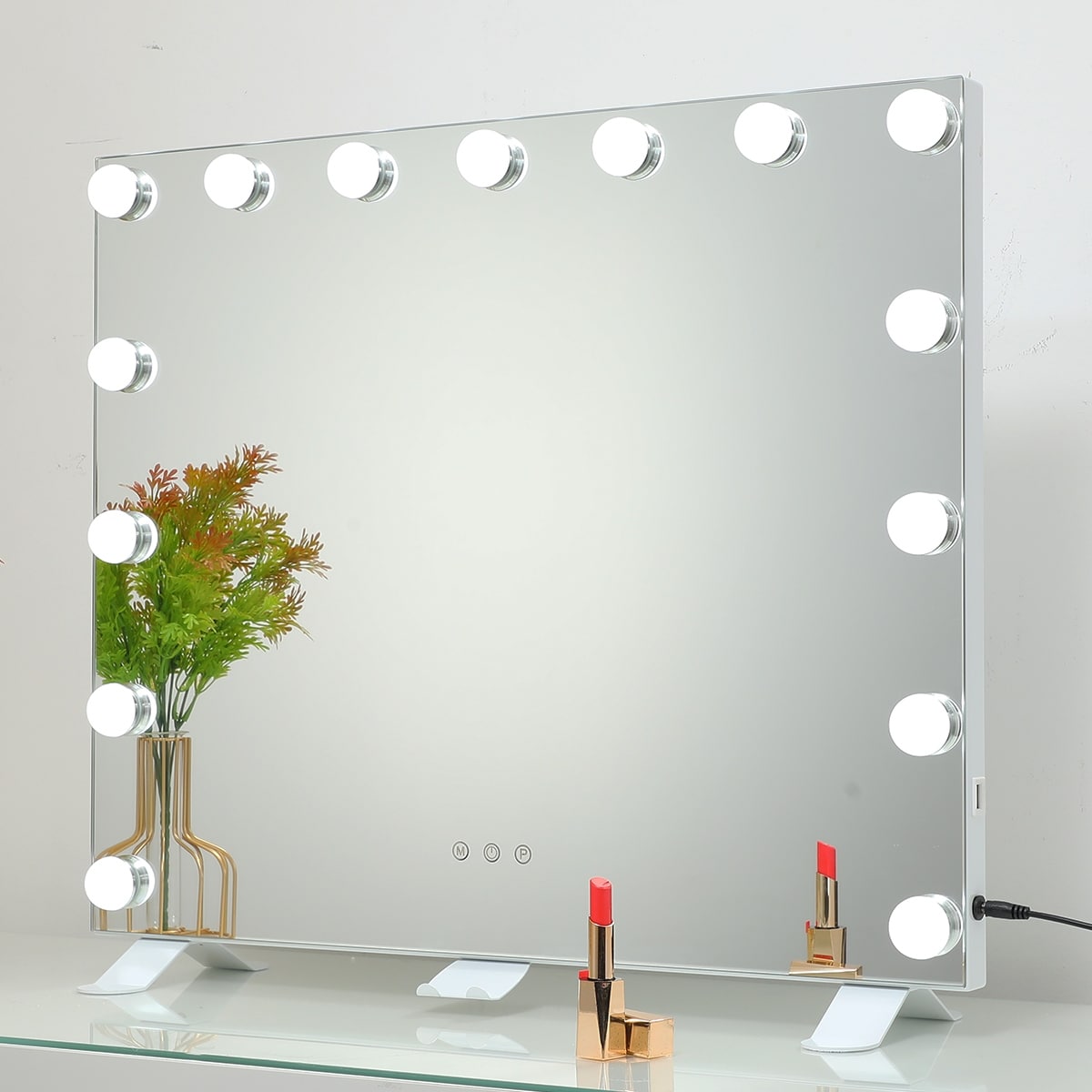 Hollywood Vanity Mirror with 15 Lights, White 60 x 50 cm On Sale Bed  Bath  Beyond 36100826