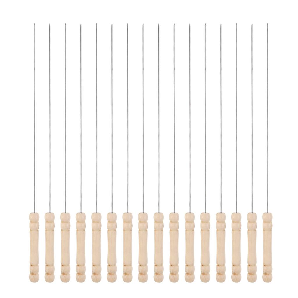 16pcs Kebob Skewers 34cmx1.6mm Round Sticks with Wood Grip Handle