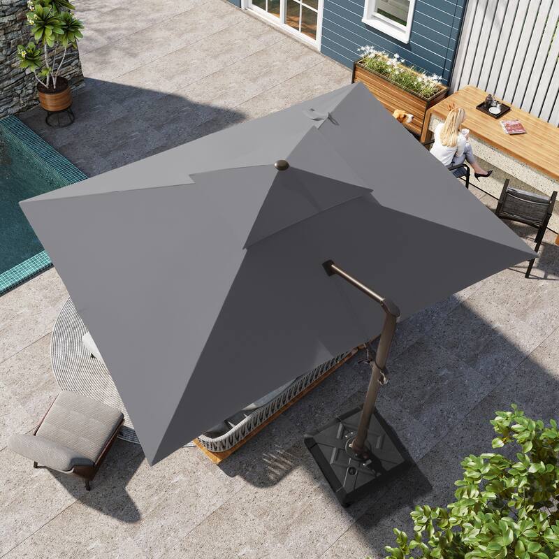 Pellebant 10 X 13 Feet Outdoor Cantilever Umbrella with Double Top