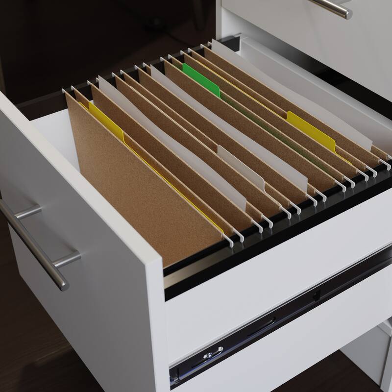 Engineered Wood Traditional Gaming Desk with 2 Drawers, White