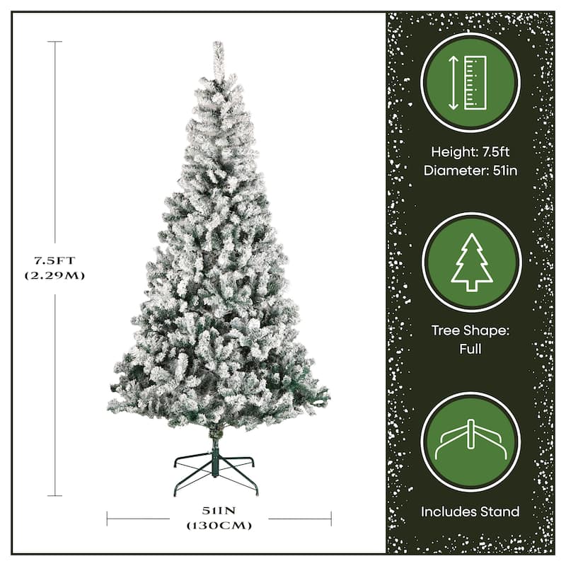 National Tree Company 7.5 ft Acacia Flocked Artificial Christmas Tree, Unlit, Hinged Branches, Includes Metal Stand - 7.5 Foot