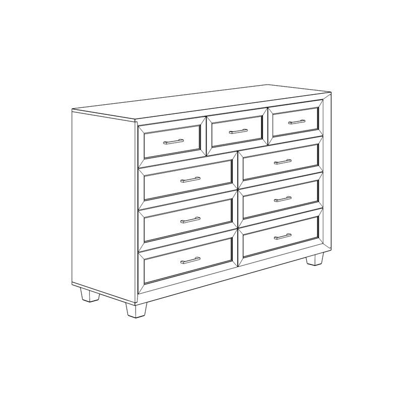 Modern 9-Drawer Dresser with Solid Wood Legs, Vintage Brown and White Wood Grain Options, Bedroom Storage Chest