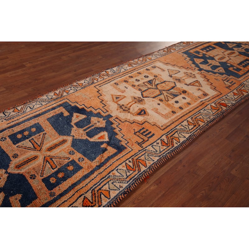 Handmade Transitional Oushak Turkish Vintage Runner Rug - 3'8"x 12'4"