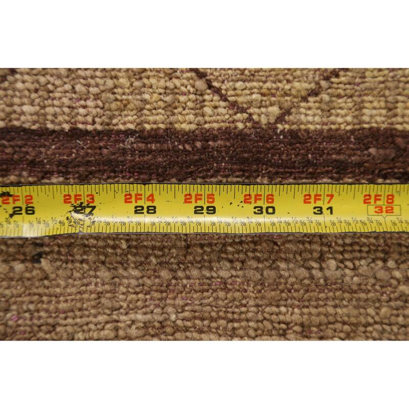 Hand Knotted Oriental 100% Wool Carpet Tribal Geometric Brown Gabbeh (kashkoli) Runner Rug - 10' 9'' X 2' 8''