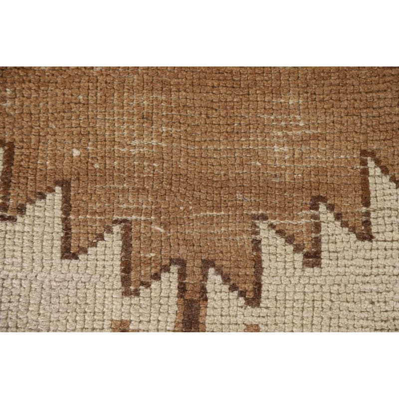 Anatolian Turkish Runner Rug Handmade Beige Wool Carpet - 3'4"x 12'7"