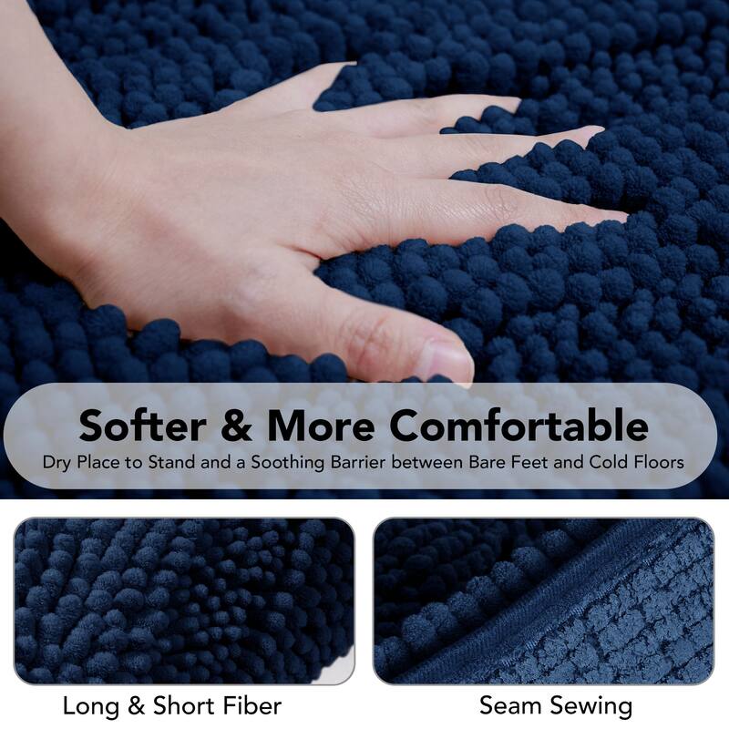 Deconovo Non Slip Chenille Striped Bath Mat Soft Durable