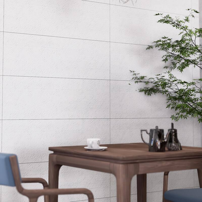 Merola Tile Lumiere Grecque Blanco 11-3/4" x 35-3/8" Ceramic Wall Tile - Pallet (24 Tiles)