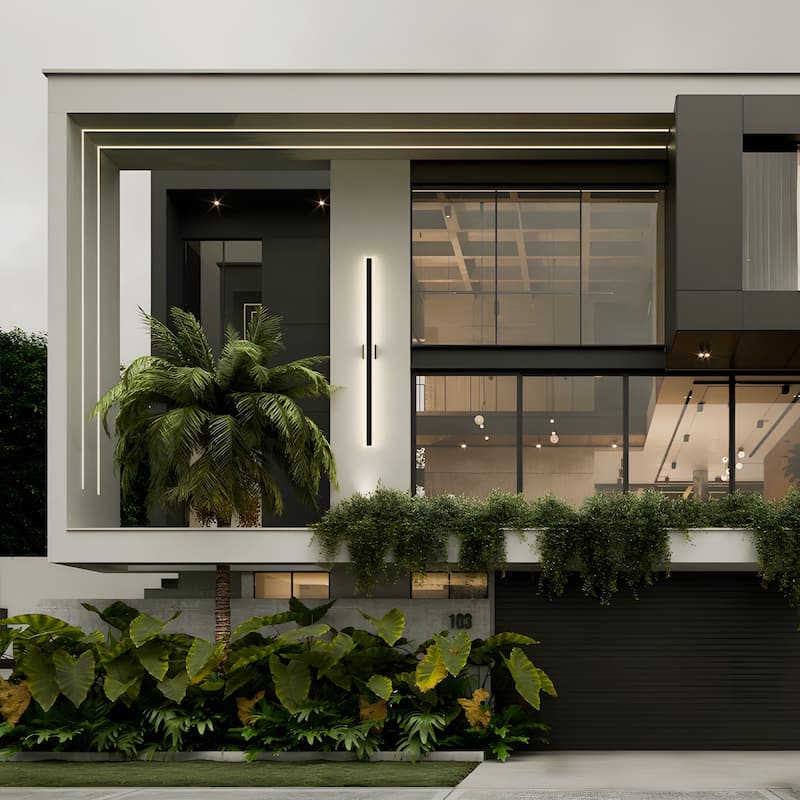 Outdoor Linear Integrated LED Wall Sconce Light Fixture with Bracket