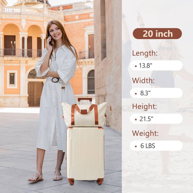 Hardshell Luggage 3-Piece Set with Expandable Storage Combination Lock and Telescopic Handle, for Boarding Travel