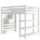 preview thumbnail 30 of 30, Wooden Loft Bed Frame with 4-tier Storage Shelf, Small Wardrobe, White LED Light and Storage Staircase, Space Saving Storage Bed