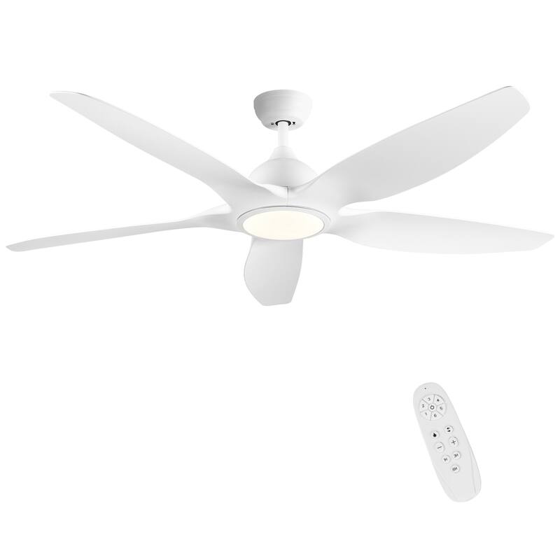 Ceiling Fan with LED Light, 6-Speed Remote Control Reversible Fan with 3-Color Light Settings & Downrod Mount
