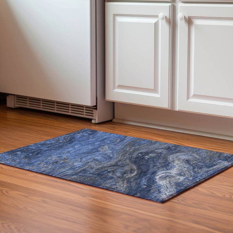 Premium Washable Super Soft Abstract Cosmic Mayfield Rug - Blue - 1' 8" x 2' 6" - Rectangle
