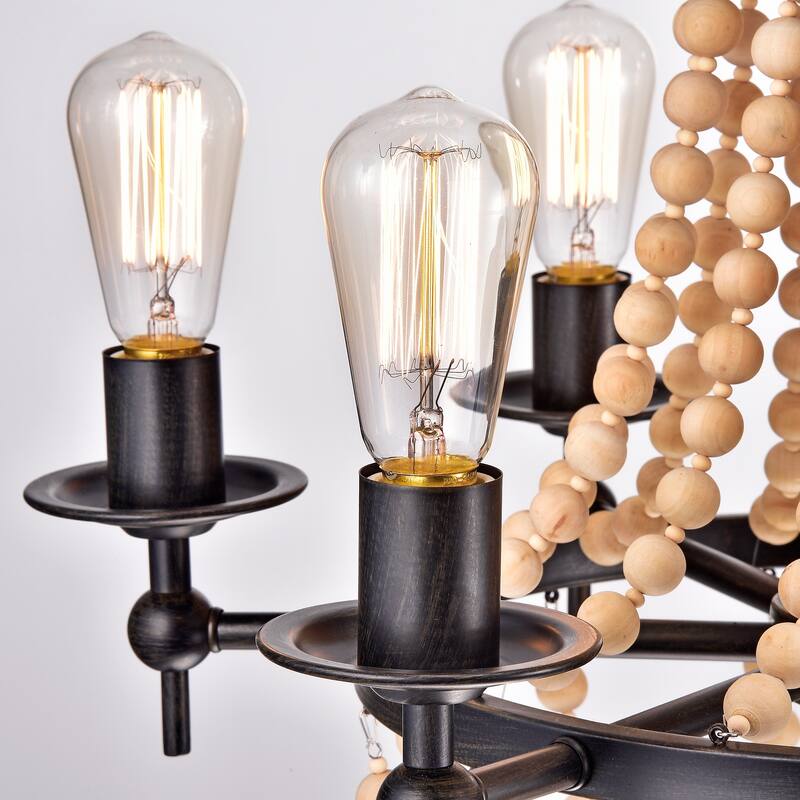 Monarch 8-Light Candle Style Chandelier With Wood Accents
