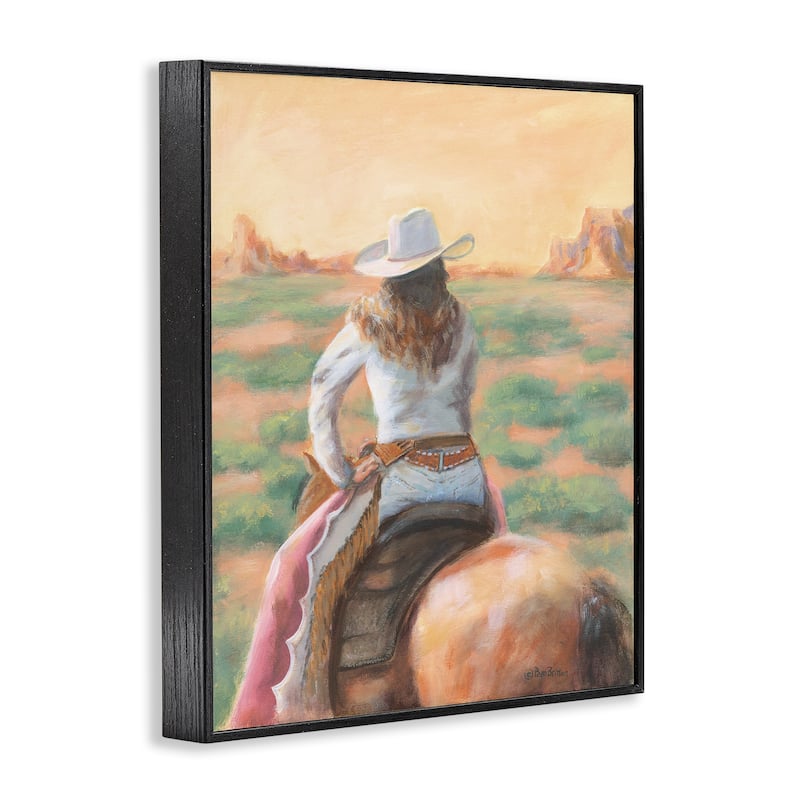 Stupell Cowgirl Atop Country Horse Framed Giclee Art Design By Pam Britton