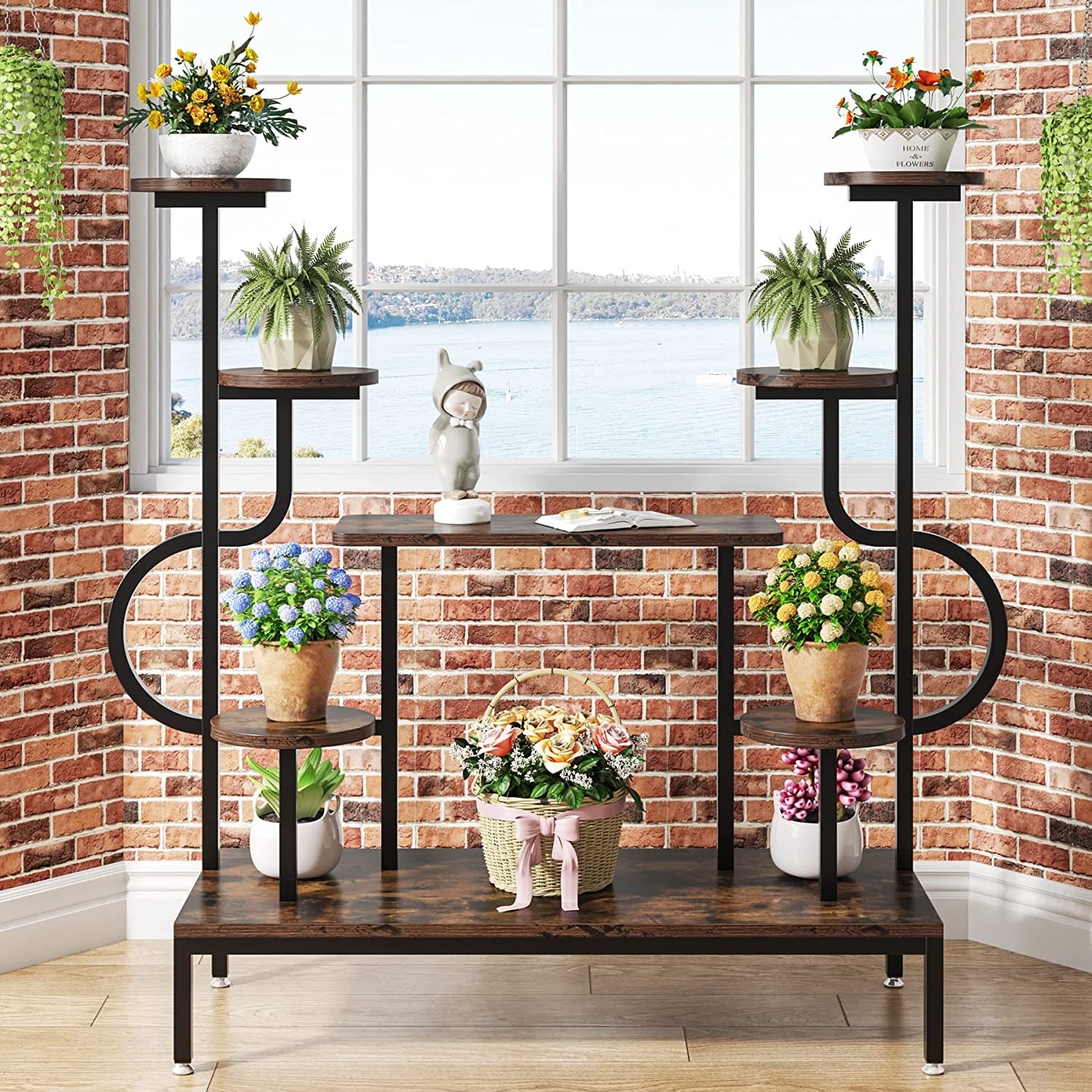 Plant Stand Indoor, 3-Tier Tall Plant Stand with Hanging Top Bar, Metal  Plant Stand for indoor Plants Multiple, Plant Shelf for Outdoor Flower Pot