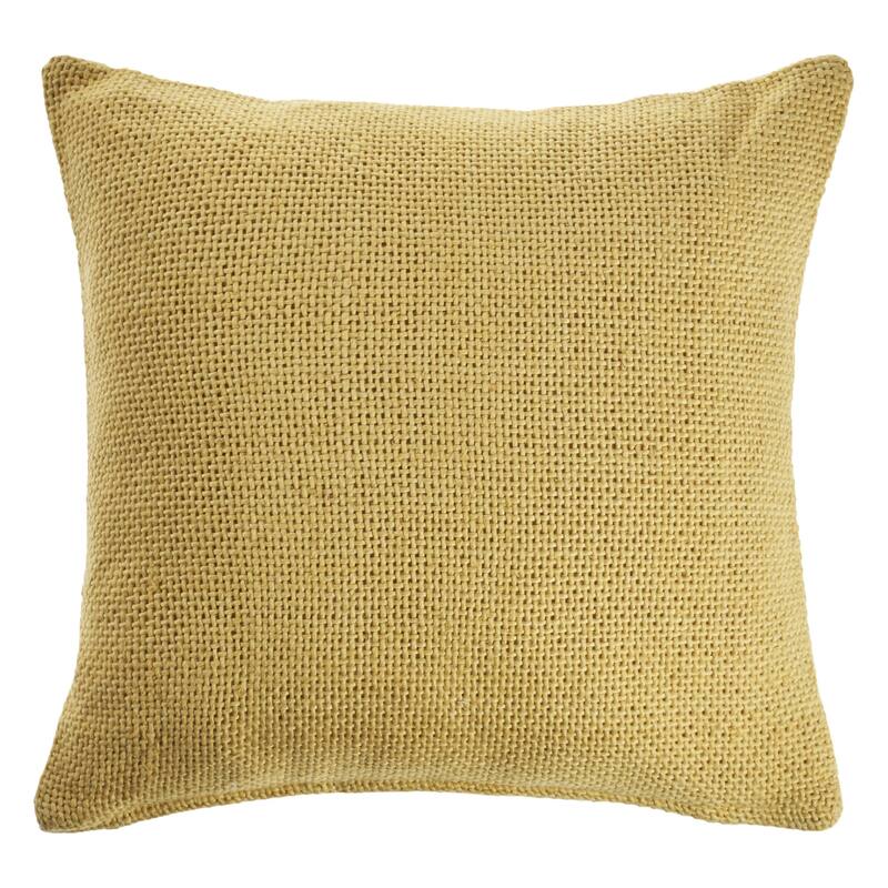 HomeRoots 18" X 18" Yellow 100% Cotton Zippered Pillow