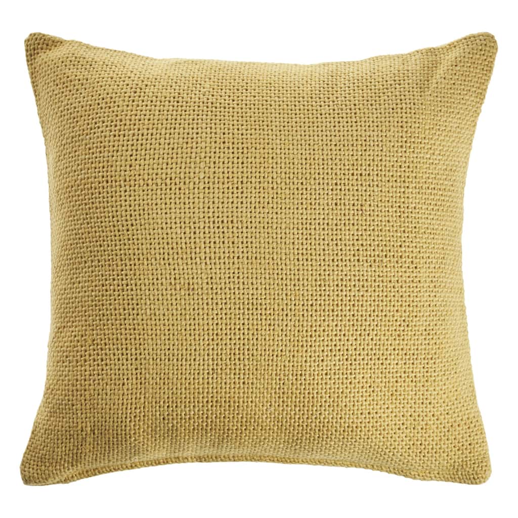 HomeRoots 18" X 18" Yellow 100% Cotton Zippered Pillow