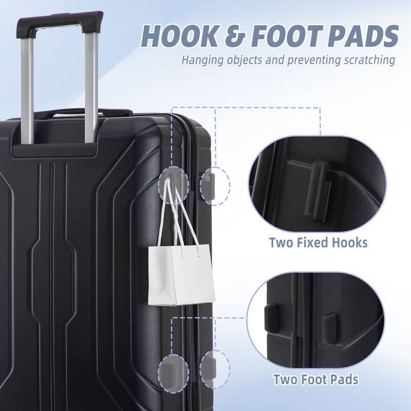 3 PCS in ABS Spinner Wheel Carry on Suitcase Luggage, TSA Combination Lock
