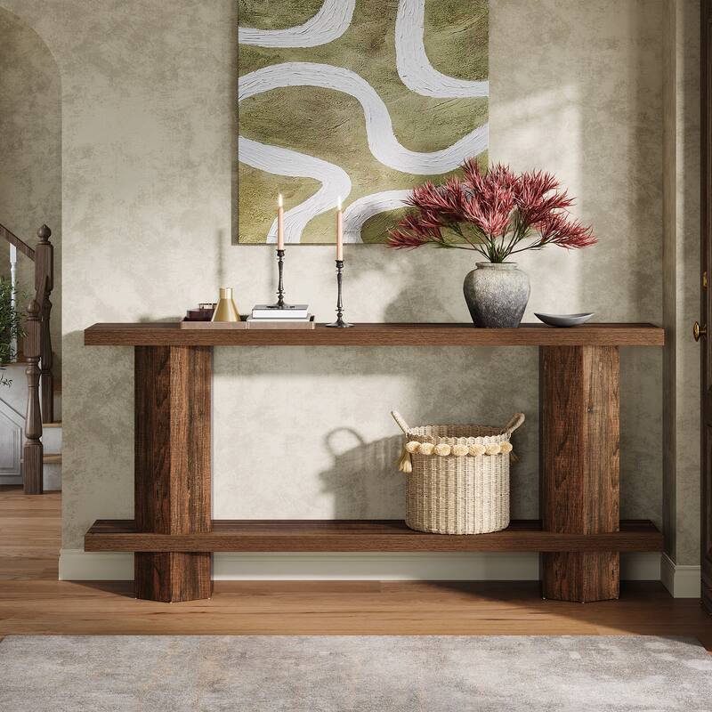 71'' Long Console Table for Entryway, Wood Sofa Table Behind Couch