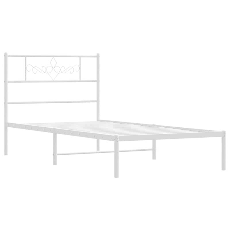 vidaXL 12 Inches White Twin Metal Bed Frame No Mattress - 77.2" x 41.3" x 35.4"