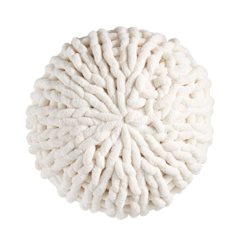 Cozy Chunky Knit Round Throw Pillow - 15"x15" - Polyester - Ivory