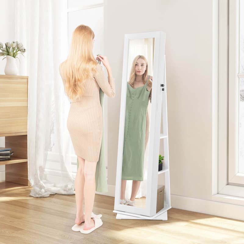 Costway 360° Swivel Jewelry Armoire with Full-Length Mirror Rear - See Details