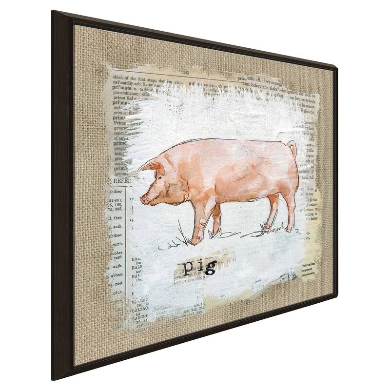 "Burlap Pig" by Carol Robinson Print on Floating Canvas