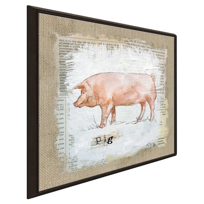 "Burlap Pig" by Carol Robinson Print on Floating Canvas